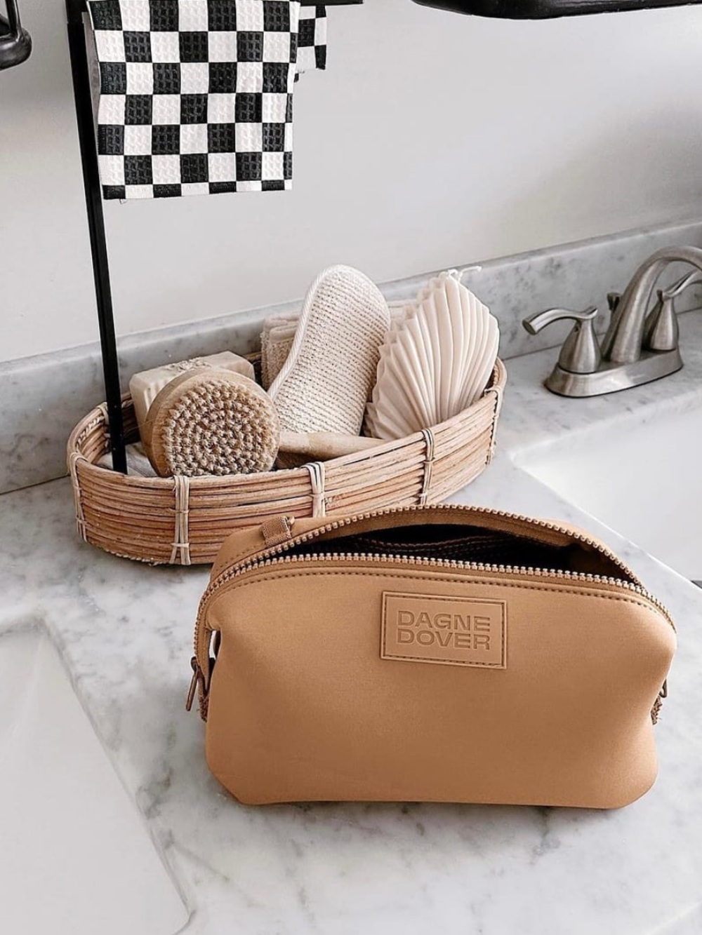 Dagne Dover Hunter Neoprene Toiletry Bag - Small size in color Camel